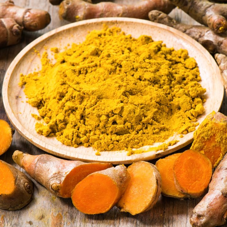 Fresh turmaric and powder use in spa for skincare and healthy lifestyle, Organic herbal and therapy